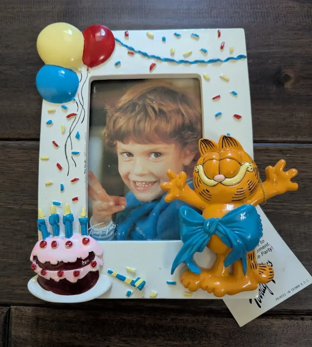 Vtg 1988 Enesco Terragraphics Garfield 10th Anniversary/Birthday Photo Frame